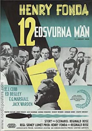 12 Angry Men 1957 movie poster Henry Fonda Lee J Cobb Ed Begley Martin Balsam Jack Warden Sidney Lumet