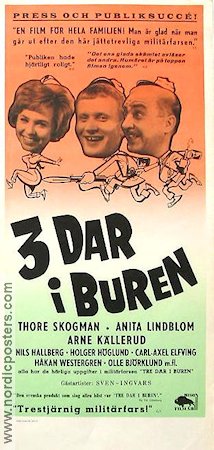 3 dar i buren 1963 poster Anita Lindblom Thore Skogman Arne Källerud Sven Ingvars Ragnar Frisk