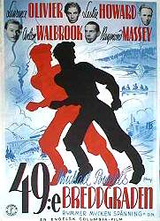 49:e breddgraden 1941 poster Laurence Olivier Leslie Howard Eric Rohman art