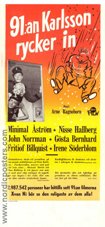 91:an Karlsson rycker in 1955 movie poster Minimal Åström Nils Hallberg John Norrman Arne Ragneborn From comics