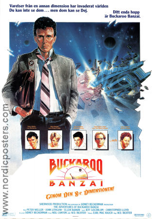 The Adventures of Buckaroo Banzai 1984 movie poster Peter Weller John Lithgow Ellen barkin WD Richter Spaceships