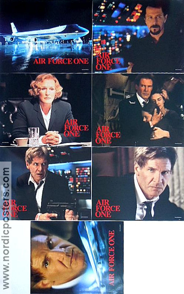Air Force One 1997 lobby card set Harrison Ford Gary Oldman Glenn Close Wolfgang Petersen Planes