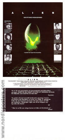 Alien 1979 movie poster Sigourney Weaver Tom Skerritt John Hurt Yaphet Kotto Veronica Cartwright Ridley Scott
