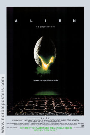Alien Directors Cut 1979 movie poster Sigourney Weaver Tom Skerritt John Hurt Yaphet Kotto Veronica Cartwright Ridley Scott