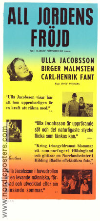 All jordens fröjd 1953 movie poster Ulla Jacobsson Birger Malmsten Carl-Henrik Fant Rolf Husberg