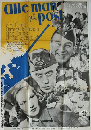 Alle man på post 1940 movie poster Elof Ahrle Anders Henrikson Aino Taube War