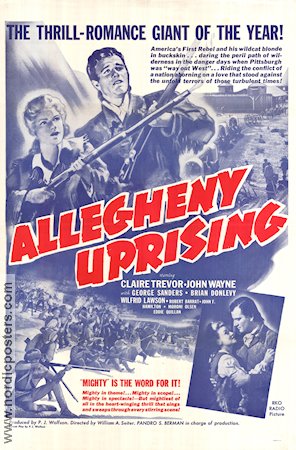 Allegheny Uprising 1939 poster John Wayne Claire Trevor