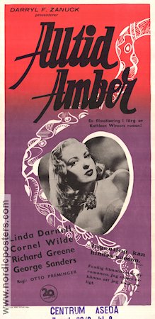 Alltid Amber 1947 poster Linda Darnell Cornel Wilde Richard Greene Otto Preminger