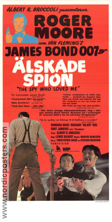 The Spy Who Loved Me 1977 movie poster Roger Moore Barbara Bach Curd Jürgens Lewis Gilbert Ships and navy Agents