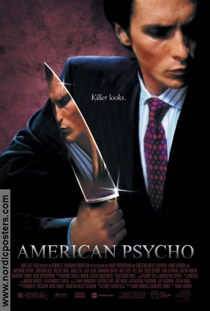 American Psycho 2000 movie poster Christian Bale Mary Harron Writer: Bret Easton Ellis Guns weapons