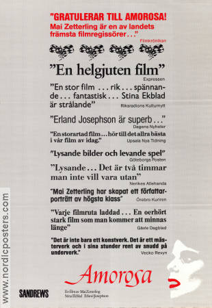 Amorosa 1986 poster Stina Ekblad Erland Josephson Philip Zandén Mai Zetterling