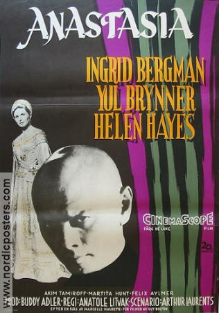 Anastasia 1956 poster Ingrid Bergman Yul Brynner Helen Hayes Anatole Litvak