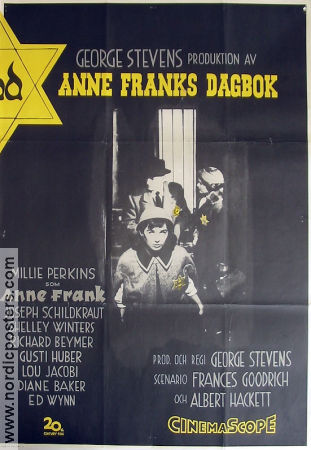 The Diary of Anne Frank 1959 movie poster Millie Perkins Shelley Winters Joseph Schildkraut George Stevens Find more: Nazi