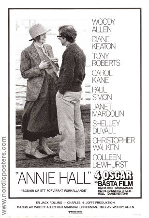 Annie Hall 1977 movie poster Diane Keaton Tony Roberts Carol Kane Paul Simon Shelley Duvall Woody Allen Romance