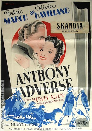 Anthony Adverse 1936 poster Fredric March Olivia de Havilland Eric Rohman art