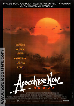 Apocalypse Now Redux 1979 movie poster Marlon Brando Robert Duvall Martin Sheen Laurence Fishburne Dennis Hopper Harrison Ford Francis Ford Coppola War