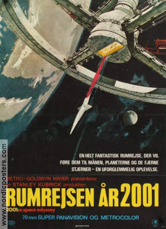 2001: A Space Odyssey 1968 movie poster Keir Dullea Gary Lockwood William Sylvester Stanley Kubrick Writer: Arthur C Clarke Cult movies Spaceships
