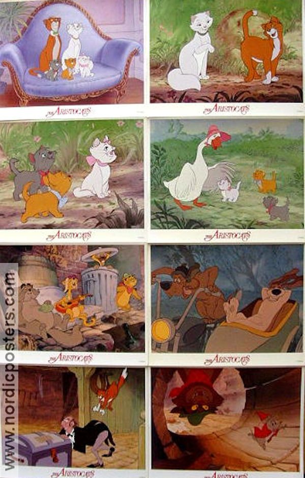 Aristocats 1970 lobby card set Wolfgang Reitherman Animation Cats
