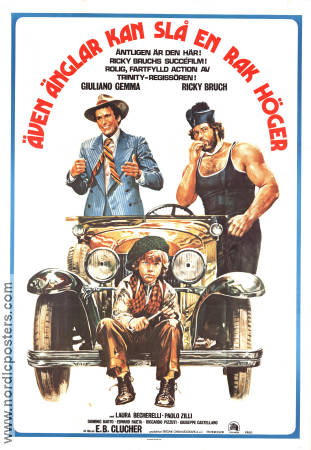 Anche gli angeli tirano di destro 1974 movie poster Ricky Bruch Giuliano Gemma Enzo Barboni Celebrities Boxing Cars and racing