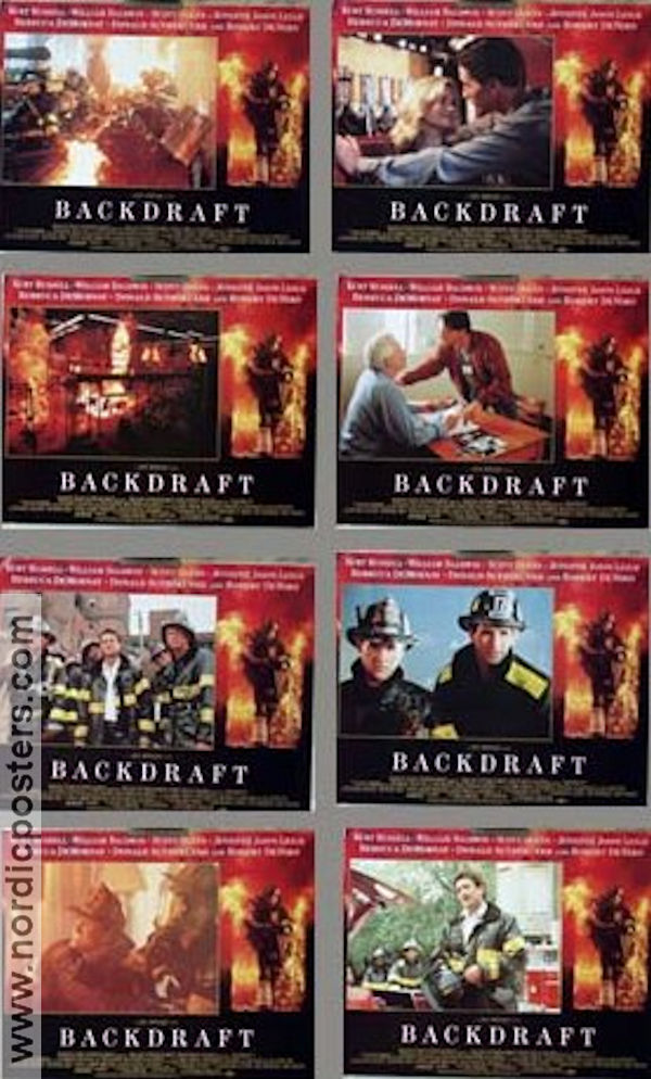 Backdraft 1991 lobby card set Kurt Russell Robert De Niro Rebecca de Mornay Fire