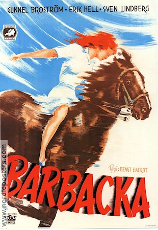 Barbacka 1946 movie poster Gunnel Broström Douglas Håge Erik Hell Bengt Ekerot Horses