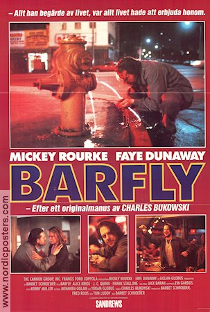 Barfly 1987 movie poster Mickey Rourke Faye Dunaway