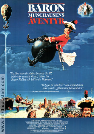 Baron Münchausens äventyr 1988 poster John Neville Sarah Polley Uma Thurman Eric Idle Terry Gilliam