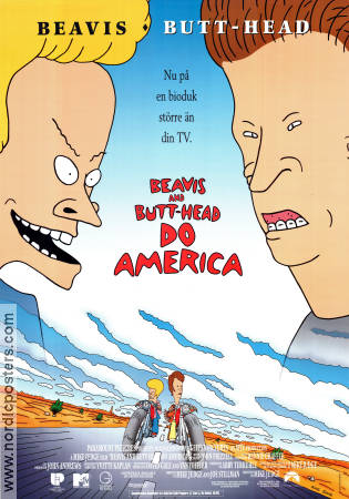 Beavis and Butt-Head do America 1996 poster Bruce Willis Mike Judge Filmbolag: MTV Animerat Motorcyklar Från TV