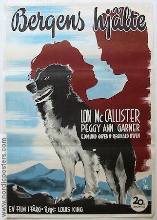 Bergens hjälte 1947 poster Lon McCallister Peggy Ann Garner Edmund Gwenn Hundar Berg