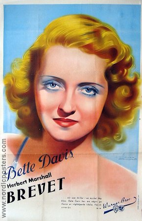 The Letter 1940 movie poster Bette Davis William Wyler Film Noir