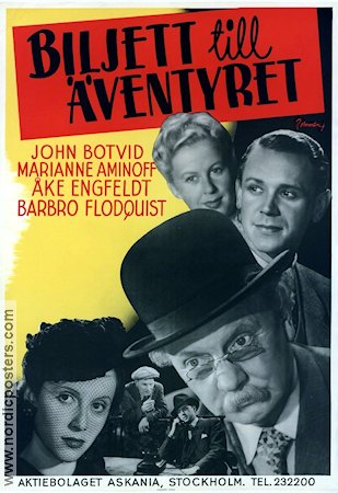Biljett till äventyret 1945 movie poster John Botvid Marianne Aminoff