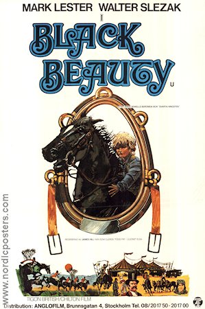 Black Beauty 1971 movie poster Mark Lester Walter Slezak Peter Lee Lawrence James Hill Horses