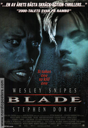 Blade 1998 movie poster Wesley Snipes Stephen Dorff Kris Kristofferson Stephen Norrington