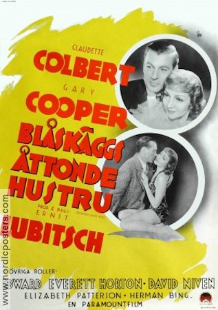 Blåskäggs åttonde hustru 1938 poster Gary Cooper Claudette Colbert Ernst Lubitsch