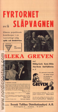 Bleka greven 1937 movie poster Carl Schenström Harald Madsen Fyrtornet och Släpvagnen Fy og Bi Karin Albihn Gösta Rodin