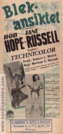 Blekansiktet 1948 poster Bob Hope Jane Russell Robert Armstrong Norman Z McLeod