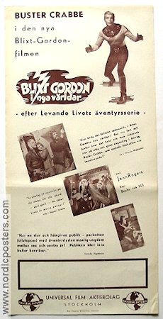 Blixt Gordon i nya världar 1938 poster Buster Crabbe Jean Rogers Från serier