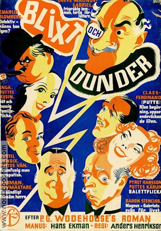 Blixt och dunder 1938 movie poster Olof Winnerstrand Nils Wahlbom Hasse Ekman Writer: P G Woodehouse