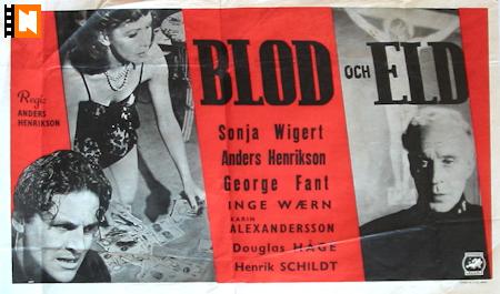 Blod och eld 1945 movie poster Sonja Wigert Anders Henrikson George Fant Inge Waern Anders Henrikson