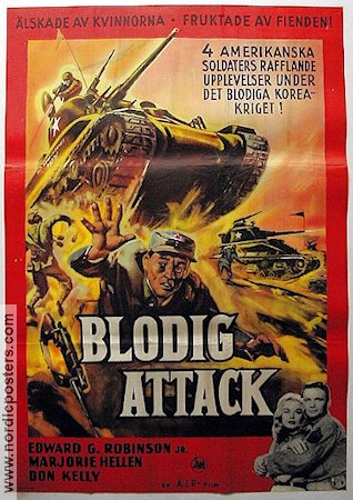 Blodig attack 1959 poster Edward G Robinson Jr Krig