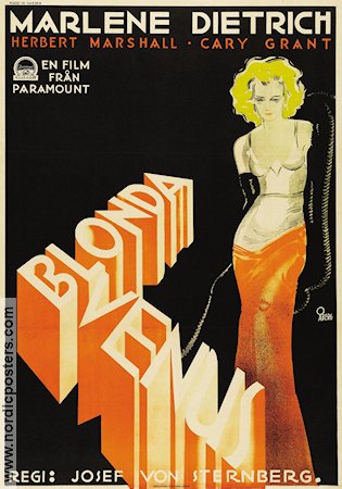Blonda Venus 1932 poster Marlene Dietrich Cary Grant Josef von Sternberg