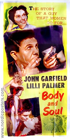 Body and Soul 1953 movie poster John Garfield Lilli Palmer