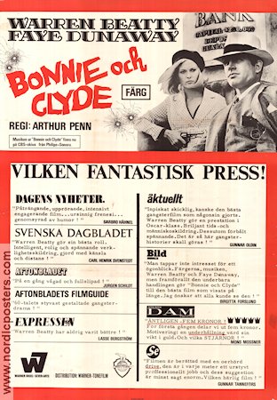 Bonnie och Clyde 1967 poster Warren Beatty Faye Dunaway Gene Hackman Arthur Penn