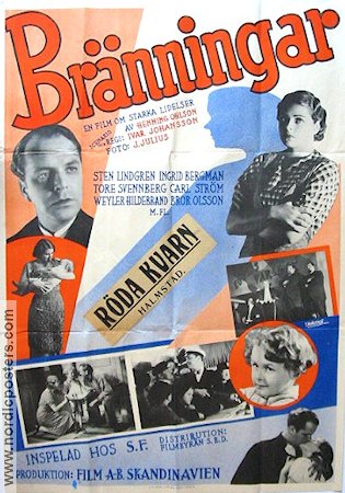 Bränningar 1935 movie poster Ingrid Bergman Sten Lindgren