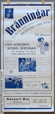 Bränningar 1935 movie poster Sten Lindgren Ingrid Bergman