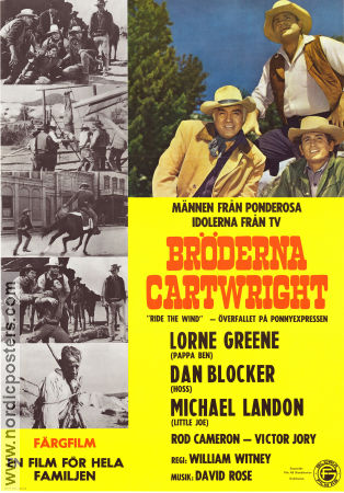 Bonanza: Ride the Wind 1966 movie poster Lorne Greene Dan Blocker Michael Landon William Witney From TV