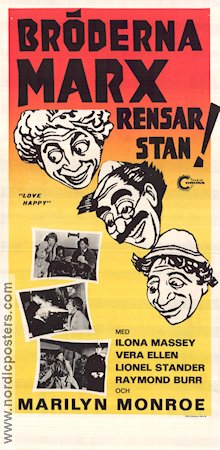 Love Happy 1949 movie poster The Marx Brothers Bröderna Marx Groucho Marx Vera-Ellen Marilyn Monroe David Miller