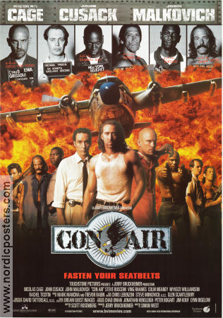 Con Air 1997 poster Nicolas Cage John Cusack John Malkovich Simon West Hitta mer: Jerry Bruckheimer Flyg