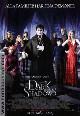 Dark Shadows 2012 movie poster Johnny Depp Michelle Pfeiffer Eva Green Tim Burton