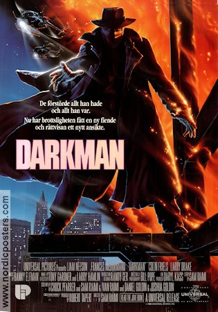 Darkman 1990 poster Liam Neeson Frances McDormand Colin Friels Sam Raimi Från serier